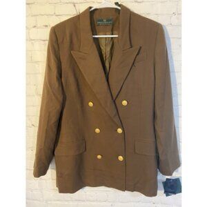 🍀🍀Embassy Row Classic Petites Brown Wool Blazer 14P NWT